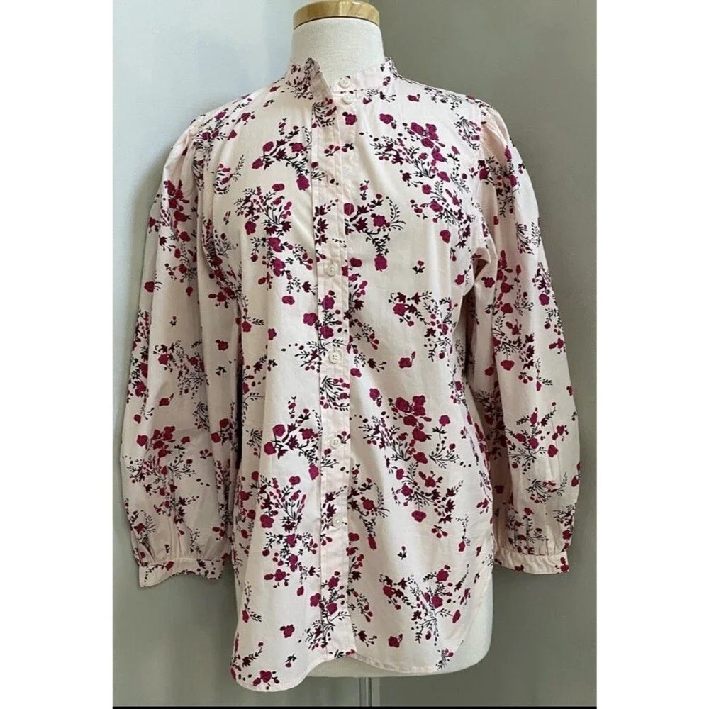 J. Crew Pink Floral Classic Blouse Size 8